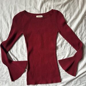 Michael Kors Burgundy Bell Sleeve Top